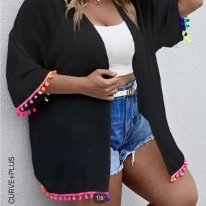 Black open front kimono